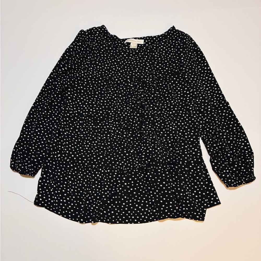 Monteau Black and White Polka Dot Peplum Blouse